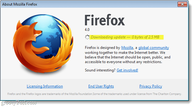 Manuelles Aktualisieren von Firefox 4