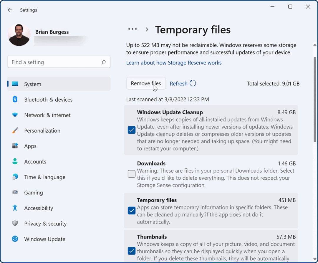 Entfernen Sie temporäre Dateien Windows Update Cleanup