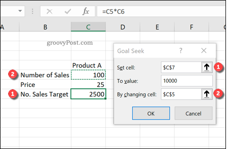 Verwenden der Zielsuche in Excel