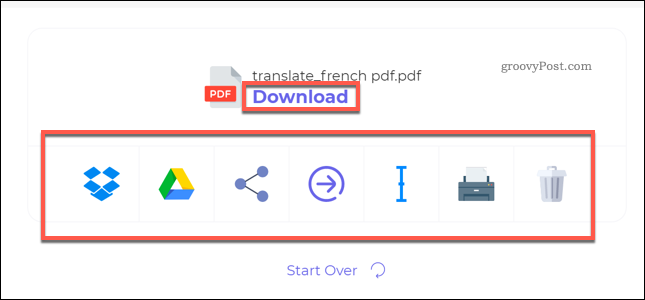 Herunterladen einer übersetzten PDF-Datei mit DeftPDF