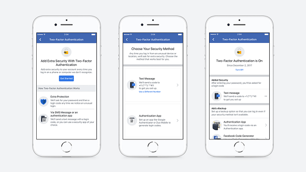 Facebook hat den Einrichtungsablauf optimiert, mit dem Benutzer eine Zwei-Faktor-Autorisierung einrichten können, und die Registrierung einer Telefonnummer zur Sicherung eines Kontos entfällt.