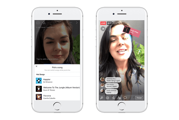 Facebook testet Lip Sync Live, eine neue Funktion, mit der Benutzer ein beliebtes Lied auswählen und so tun können, als würden sie es in einer Facebook Live-Sendung singen.