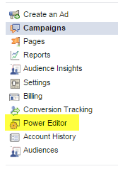 Zugriff auf Anzeigen im Power Editor