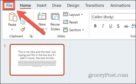 Powerpoint-Dateimenü