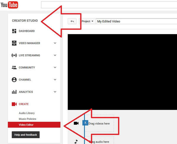 Öffne das Video-Editor-Tool im YouTube Creator Studio