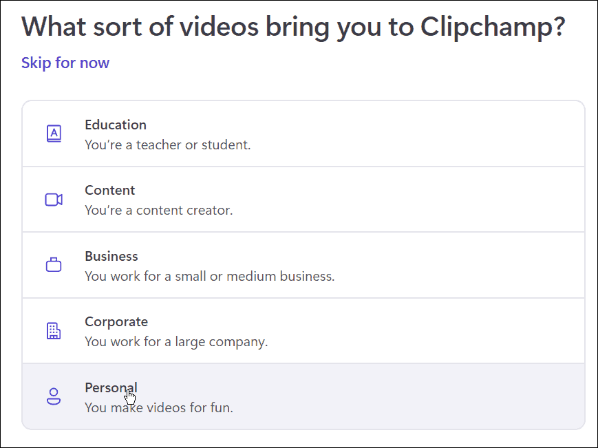 Clipchamp-Videoeditor für den persönlichen Gebrauch unter Windows