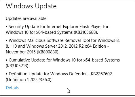 Neues Windows 10-Update KB3105213 und mehr jetzt verfügbar
