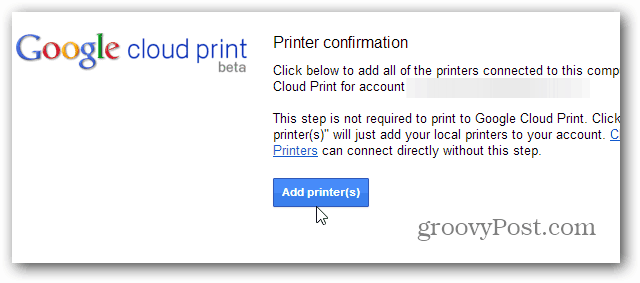 Fügen Sie PRinters Cloud Print hinzu
