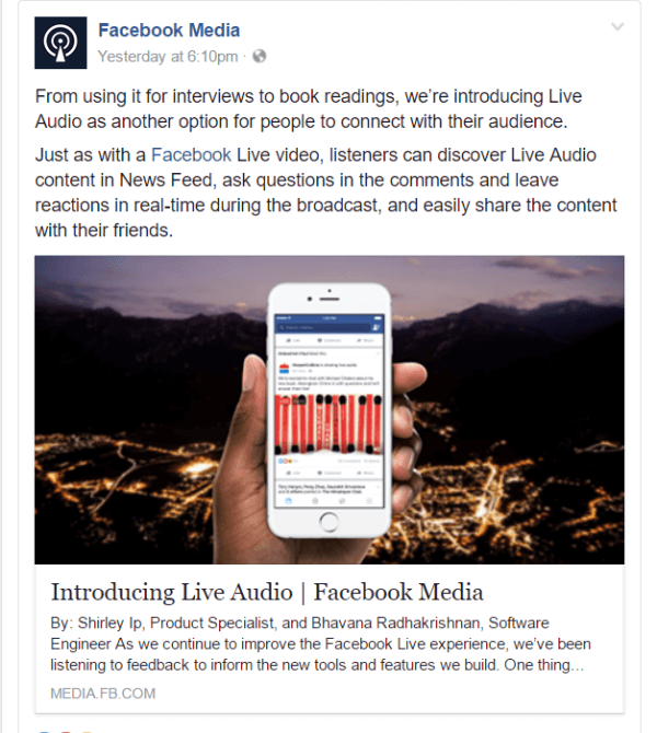 Facebook hat einen neuen Weg eingeführt, um mit Live Audio auf Facebook live zu gehen.