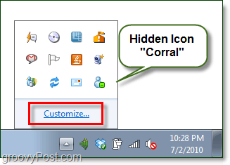 das versteckte Symbol in Windows 7