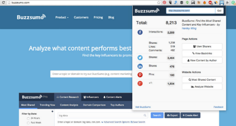 Buzzsumo Google Chrome-Erweiterung für Twitter-Share zählt