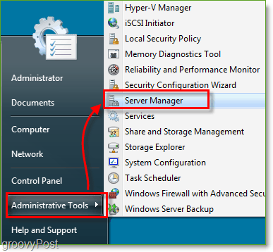 Screenshot - Windows Server 2008 Starten Sie den Server-Manager