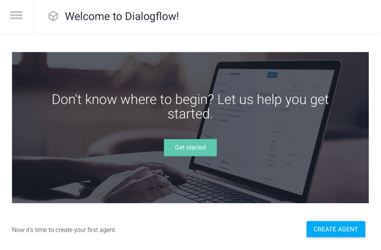Option "Agent erstellen" in Dialogflow