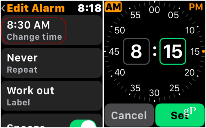 Ändern Sie den Alarm auf der Apple Watch