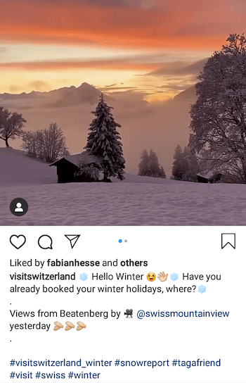 Beispiel eines Instagram-Geschäftspostens mit tagafriend-Hashtag