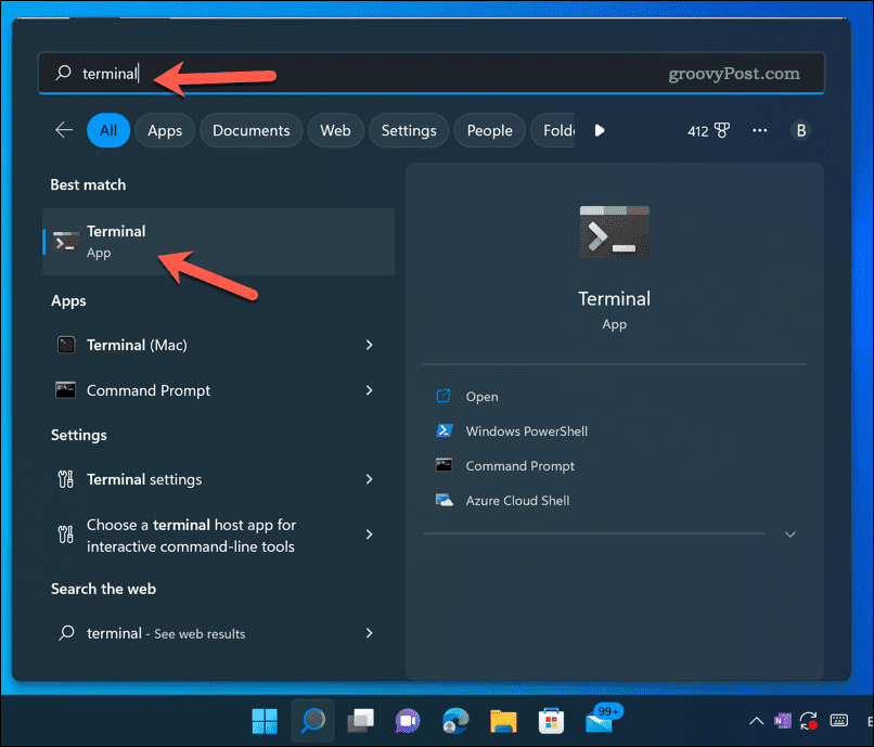 Öffnen Sie die Windows 11-Terminal-App