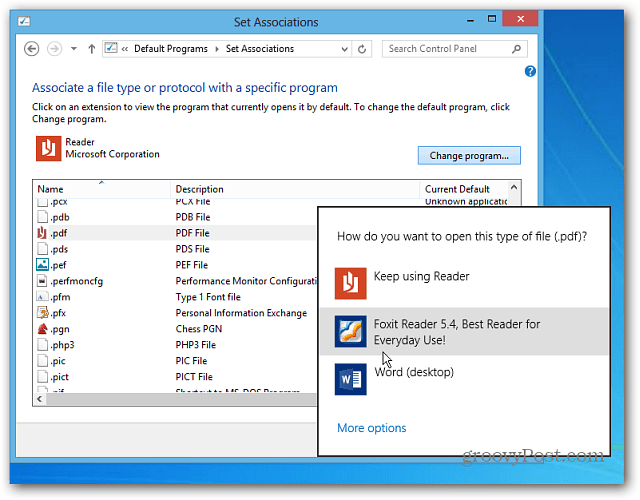Windows 8-Dateizuordnungen