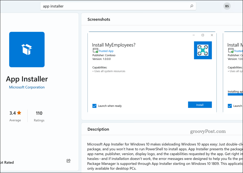 App-Installer im Microsoft Store