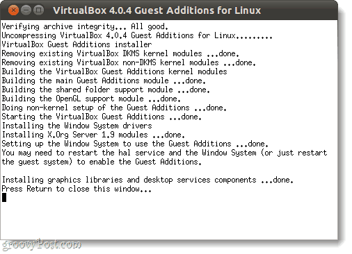Führen Sie unter Linux Virtualbox-Gastzugaben aus