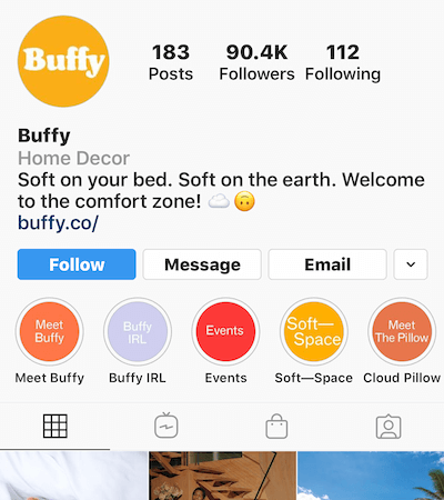 Instagram hebt Alben im Buffy-Profil hervor