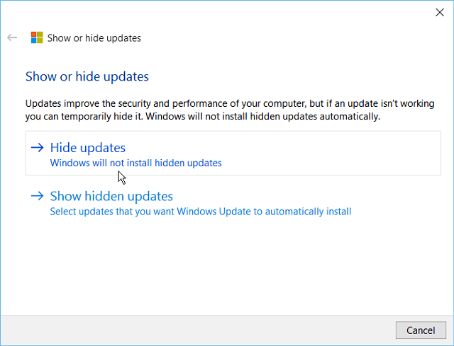 Windows 10 Update-Tool ausblenden