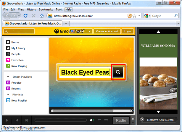 Suche Grooveshark nach Black Eyed Peas