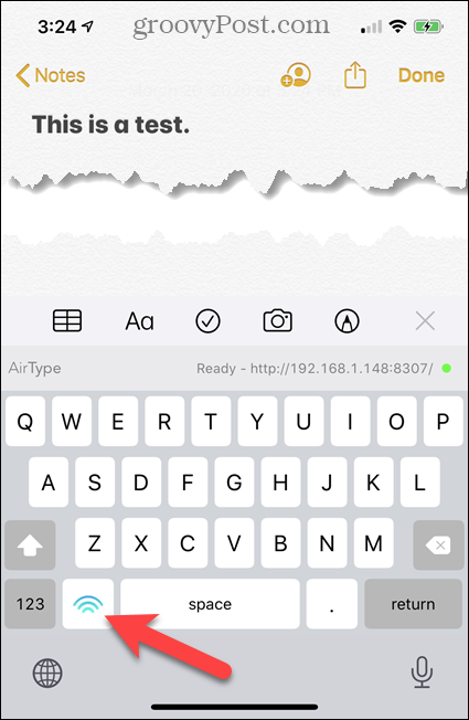 AirType-Texttastatur auf dem iPhone