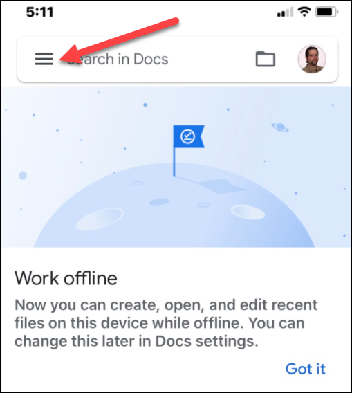 Google Docs-Startseite