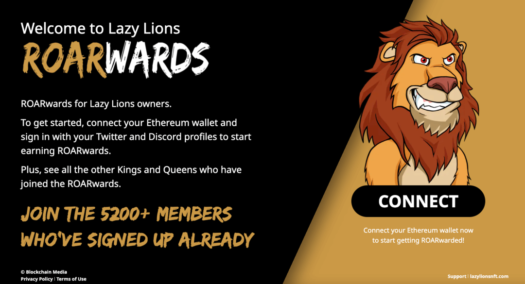 Community-Entwicklung-Lazy-Lions-Profilbild-Wallet-Belohnungen-Beispiel-2