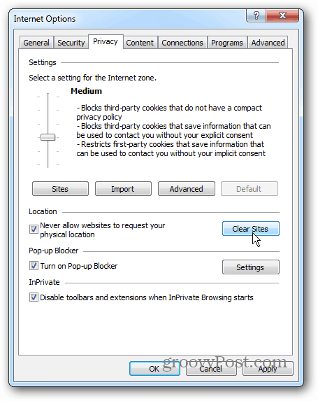 Windows 7 IE 10 Datenschutz