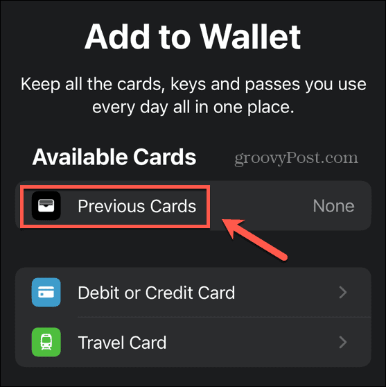 Wallet-App für frühere Karten