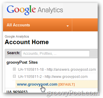 Google Analytics-Login auf der Website