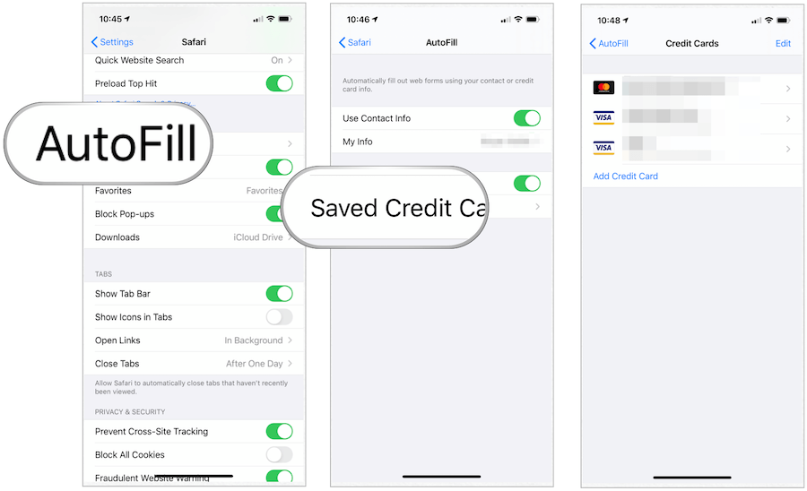 iOS Kreditkarte