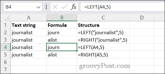 Verwenden der LINKS- und RECHTS-Funktionen in Excel