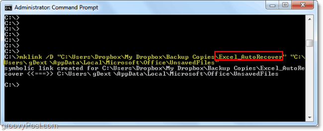 den Befehl mklink, um in Windows 7 eine symbolische Symlink-Verknüpfung herzustellen