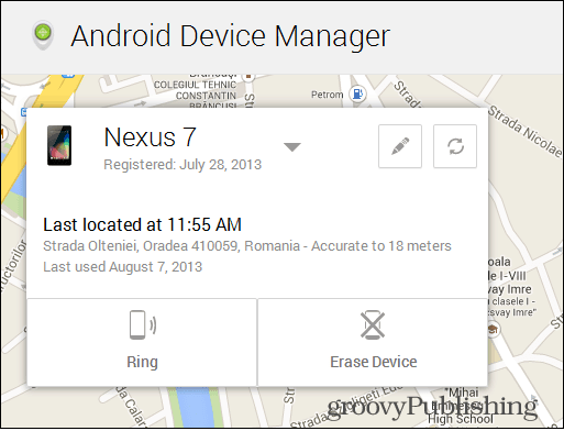 Android Device Manager Karte