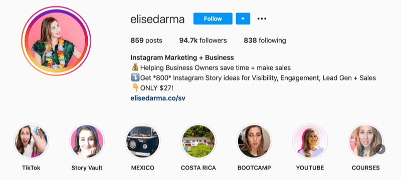 Elise Darma Instagram-Profil