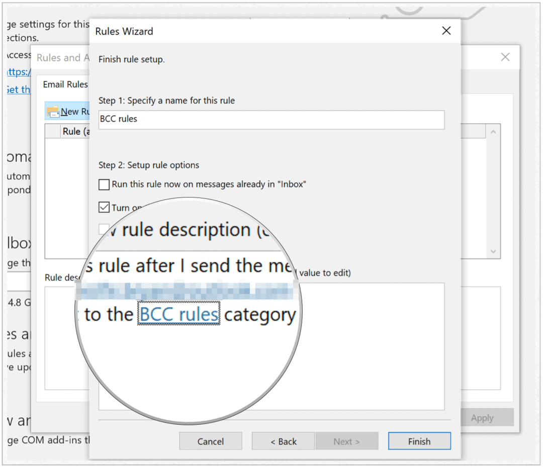 Microsoft Outlook beendet die Erstellung von Regeln