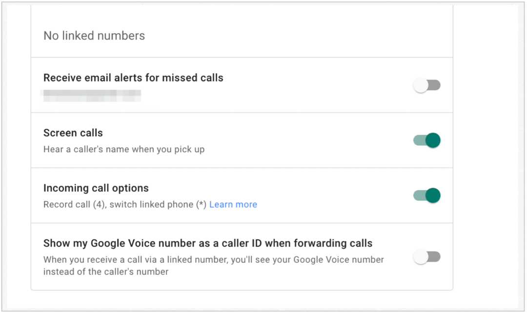 Optionen für eingehende Anrufe bei Google Voice