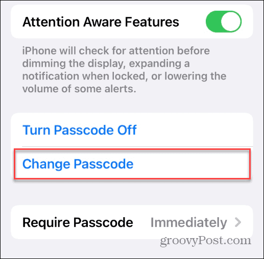 Ändern Sie den Passcode auf dem iPhone