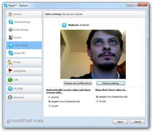 Droidcam Skype