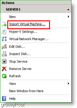 Hyper-V Manager Virtuelle Maschine importieren