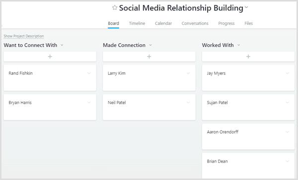 Aufbau von Asana-Social-Media-Beziehungen