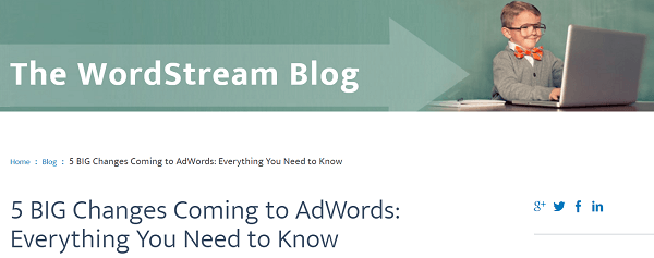 Der Beitrag zu Google AdWords-Funktionen im WordStream-Blog war ein Einhorn.