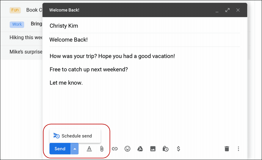 Planen Sie das Senden von Desktop-Google Mail