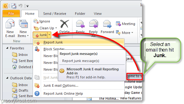 Junk-E-Mail-Berichterstellungstool in Outlook 2010