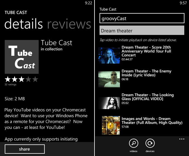 Senden Sie YouTube-Videos von Windows Phone an Chromecast