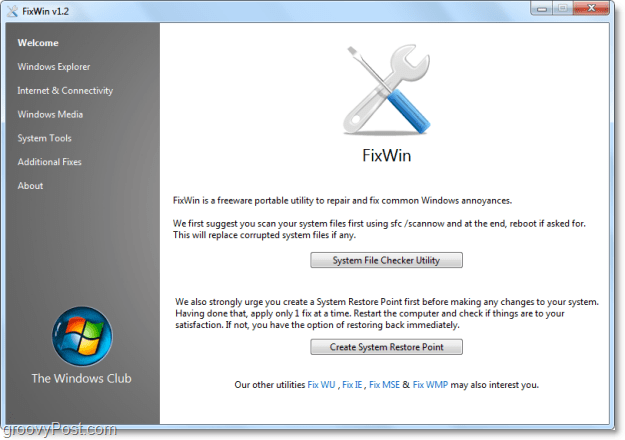 Behebung von 50 häufigen Windows 7-Problemen mit FixWin [groovyReview]
