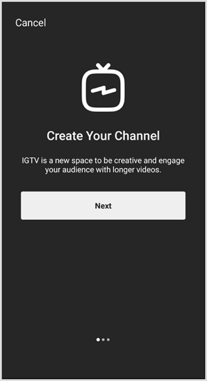 Befolgen Sie die Anweisungen zum Einrichten des IGTV-Kanals.