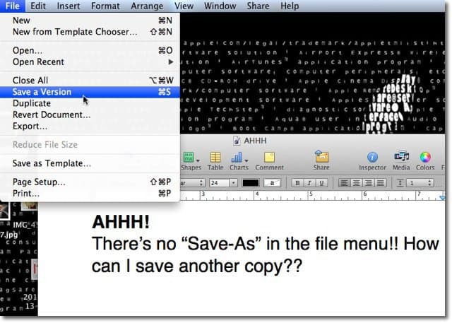 Mac OS X Lion: Speichern unter mit Versionen